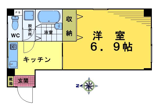 ブライト・T(1K/3階)の間取り写真