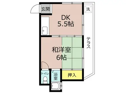 日吉荘(1DK/1階)の間取り写真