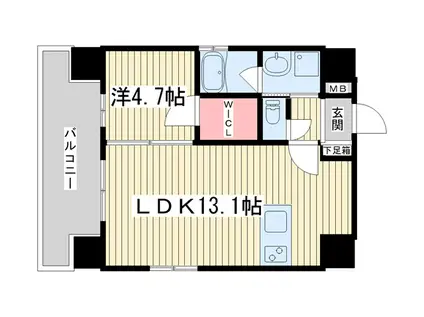麩屋町五条マンション(1LDK/7階)の間取り写真