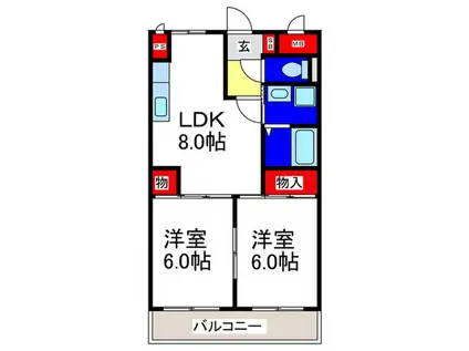 サンスクエア堀江(2LDK/3階)の間取り写真
