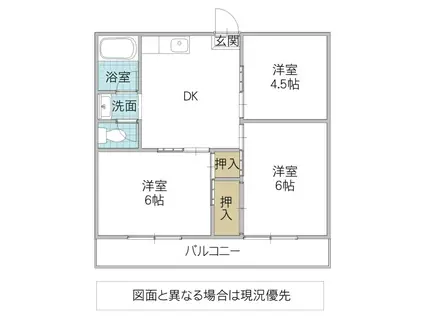 レジデンス山口 A棟(3DK/1階)の間取り写真