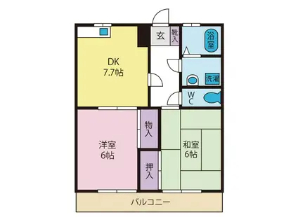 メイワハイツI(2DK/3階)の間取り写真