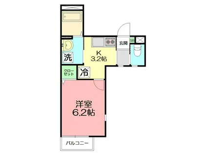 カリーノ鎌倉(1K/1階)の間取り写真