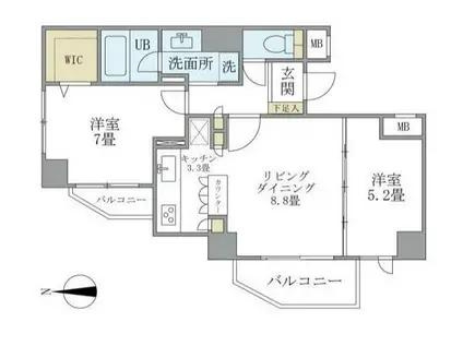 アパートメンツ東山(2LDK/2階)の間取り写真