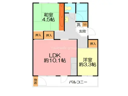 藤沢西部(2LDK/5階)の間取り写真