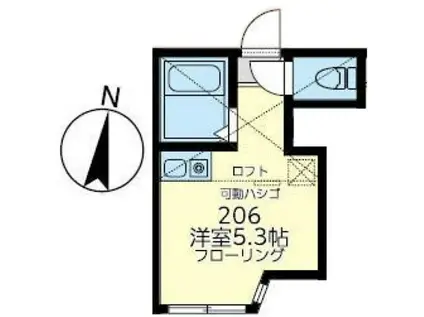 ユナイト日ノ出ルモンド(ワンルーム/2階)の間取り写真