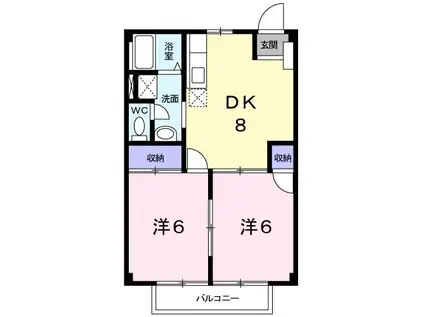ニューシティ富士A(2DK/1階)の間取り写真