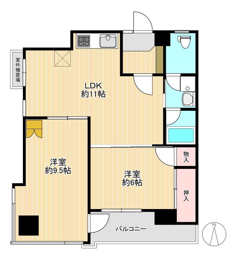 グリーン大山東館(2LDK/7階)の間取り写真