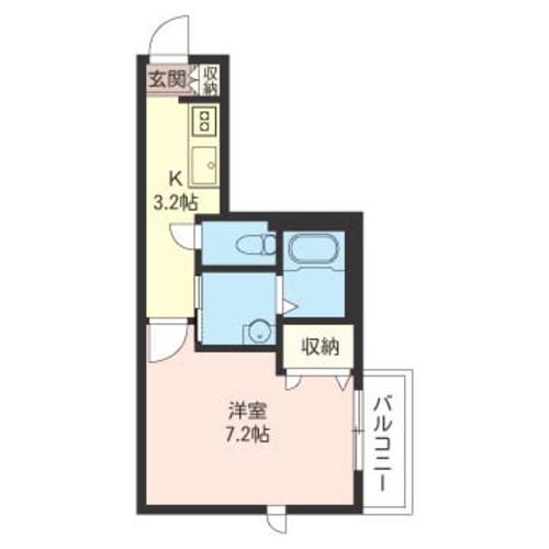 ヴィラージュ(1K/2階)の間取り写真