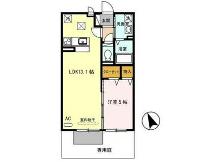 エル スルー(1LDK/1階)の間取り写真