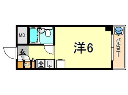 キューブ芦屋(ワンルーム/4階)の間取り写真