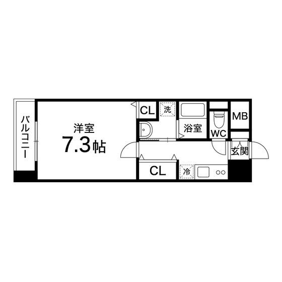 CASTLE ROAD大手町(1K/5階)の間取り写真