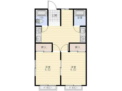 パークハイツ藤原(2DK/2階)の間取り写真