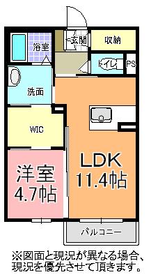 GARDEN COURT千波(1LDK/1階)の間取り写真
