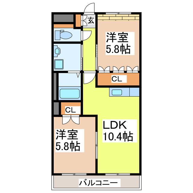 エクセレント桜マンション(2LDK/3階)の間取り写真