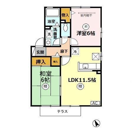 ルミエール(2LDK/1階)の間取り写真