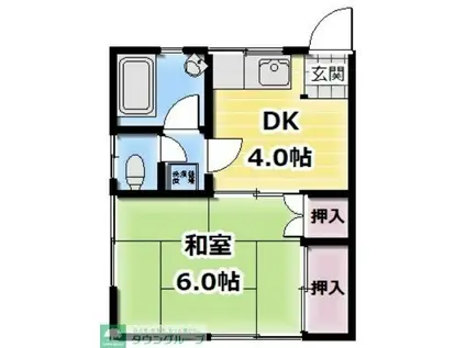 長谷川ハイツ(1DK/2階)の間取り写真
