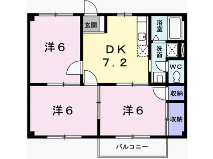 ファミールF(3DK/1階)の間取り写真