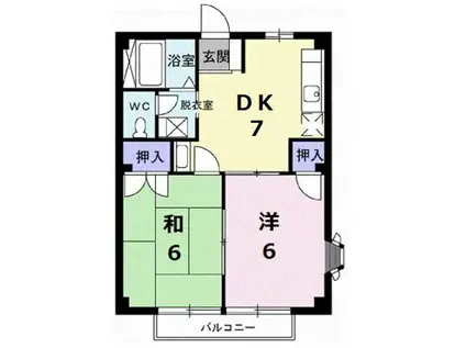 ピースファルハイツ(2DK/2階)の間取り写真