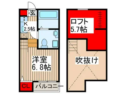 アクアプレイス日進(1K/2階)の間取り写真