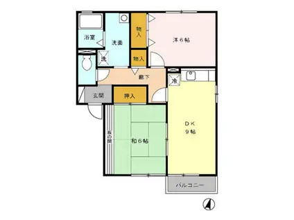 サンライズ・ST(2DK/2階)の間取り写真