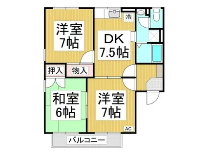 コーポ新稜A棟(3DK/2階)の間取り写真