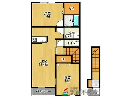 シャトーフレイズA(2LDK/2階)の間取り写真