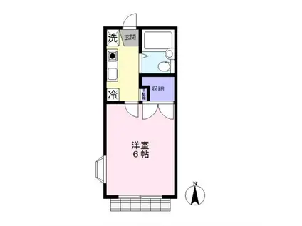 レインボー石川台(1K/1階)の間取り写真