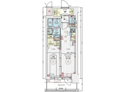 エステムコート名古屋TWIN ウエスト(1DK/2階)の間取り写真