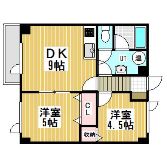 コーポハーバー(2DK/3階)の間取り写真