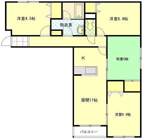 シャンノール神居(4LDK/3階)の間取り写真