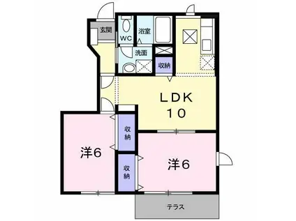 エトワールA(2LDK/1階)の間取り写真