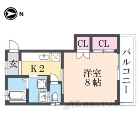 ハイムKUSAKI(1K/3階)の間取り写真
