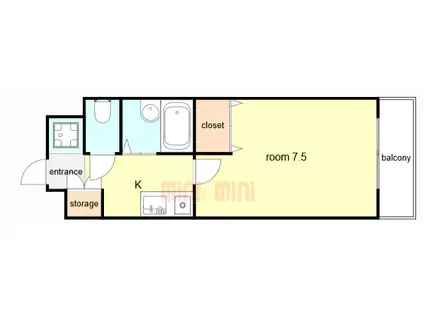 ウエストヒルズFUJIWO(1K/2階)の間取り写真