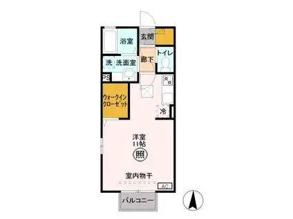 クレール(ワンルーム/1階)の間取り写真