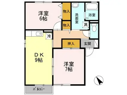 セジュールくらま A棟(2DK/2階)の間取り写真
