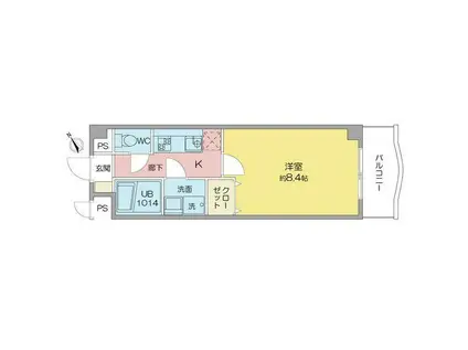 サンアップウェルI(1K/1階)の間取り写真