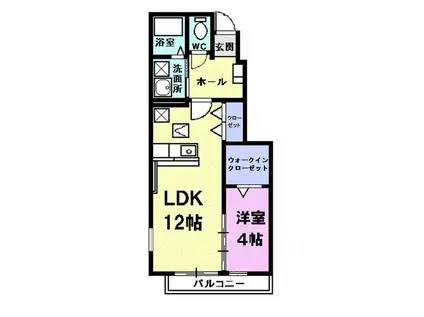 コンフォートII(1LDK/1階)の間取り写真