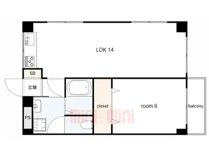 REVE甲東園I(1LDK/2階)の間取り写真