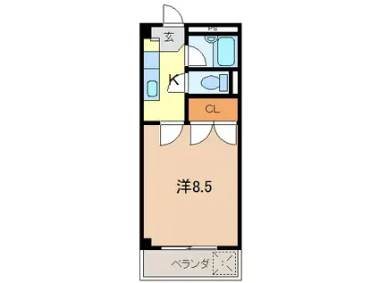 メゾンウエストA(1K/3階)の間取り写真