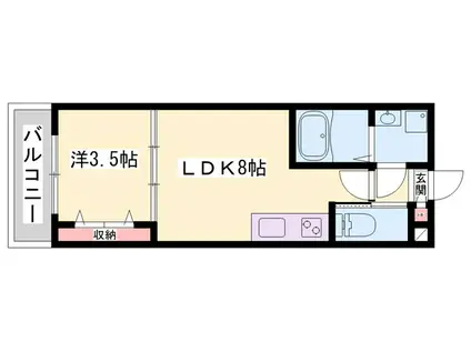 ジーメゾンエトワール東加古川(1LDK/1階)の間取り写真