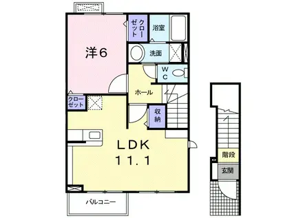 プラシード II 1LDKHT(1LDK/2階)の間取り写真