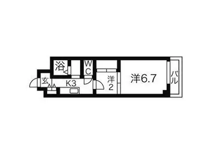 シャルマン上ノ宮(1DK/4階)の間取り写真