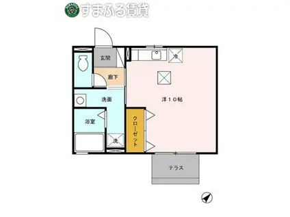 アクアヒルズ(ワンルーム/1階)の間取り写真