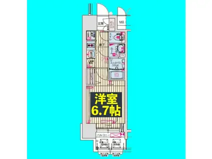 プレサンス鶴舞ファースト(1K/10階)の間取り写真