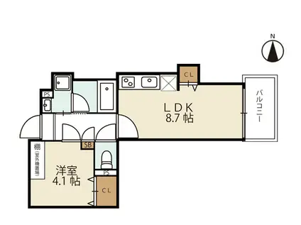 インサイトルポ山科小野(1LDK/2階)の間取り写真