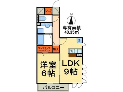メルヴェーユ三郷中央A(1LDK/1階)の間取り写真