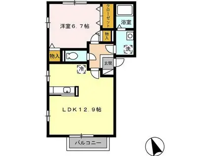 ルミエール清洲 A(1LDK/2階)の間取り写真