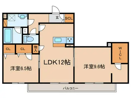 ミラーエステート イーストビル(2LDK/3階)の間取り写真