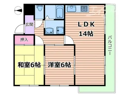 サンシティ千里丘(2DK/1階)の間取り写真